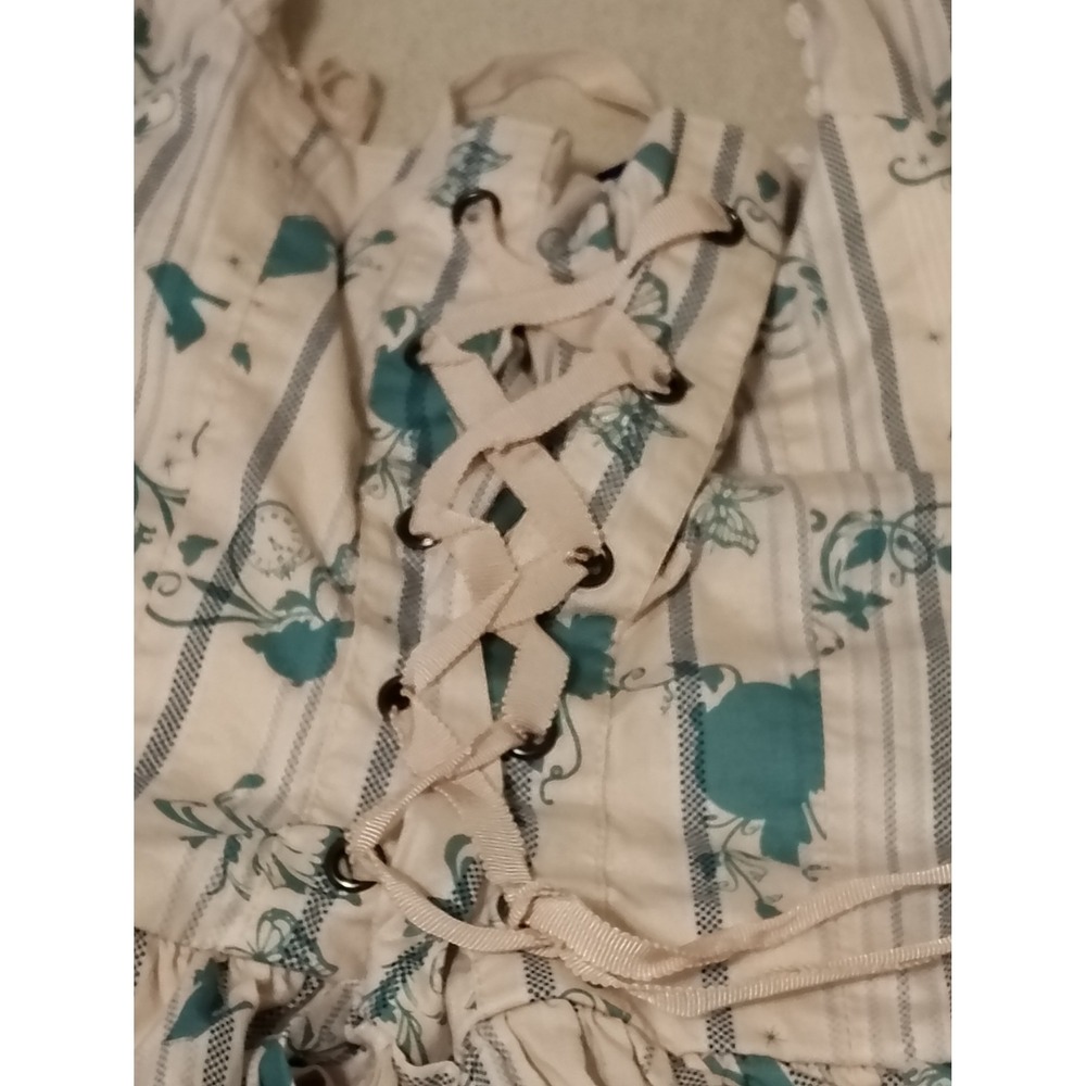 Disney Cinderella Blue Teal Floral Striped‎ Lace Up Babydoll Dress Size 24 - Picture 9 of 9